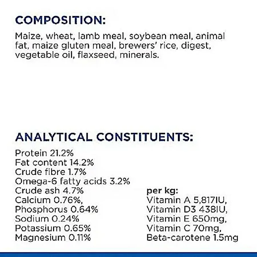 غذای خشک سگ بالغ هیلز ساینس دایت نژاد متوسط با طعم بره و برنج | Hill's Science Diet Adult Medium Lamb Rice — ترکیبات و آنالیز