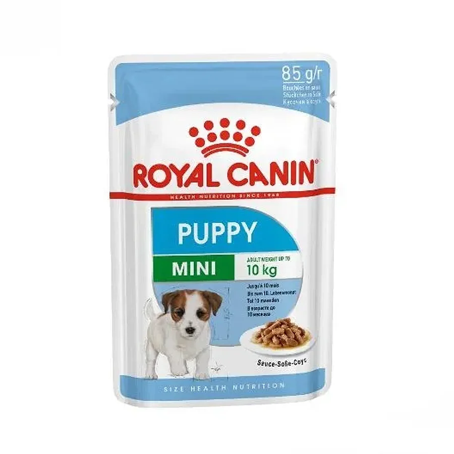 غذای پوچ توله سگ نژاد کوچک رویال کنین تکه گوشت در سس | Royal Canin Mini Puppy Chunks in Gravy