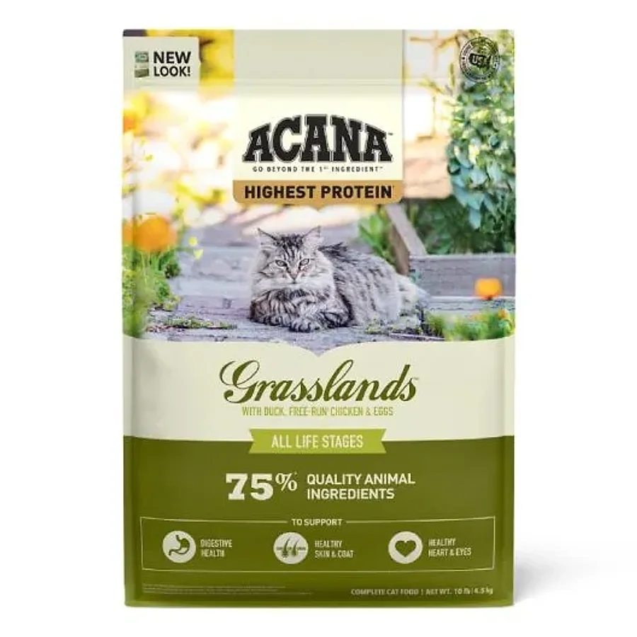 غذای خشک گربه آکانا گراسلندز با طعم اردک، مرغ و ماهی | Acana Grasslands Cat Food