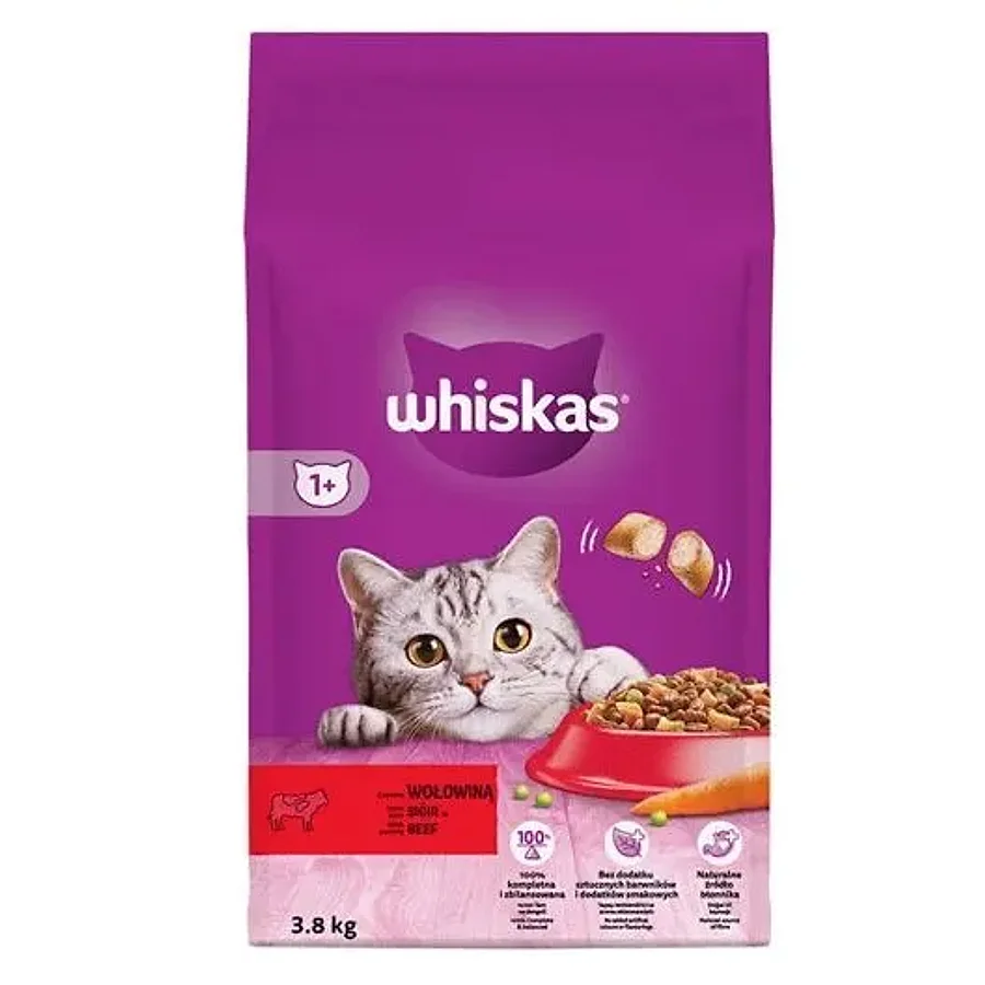 غذای خشک گربه بالغ ویسکاس با طعم گاو | Whiskas Adult 1+ Beef