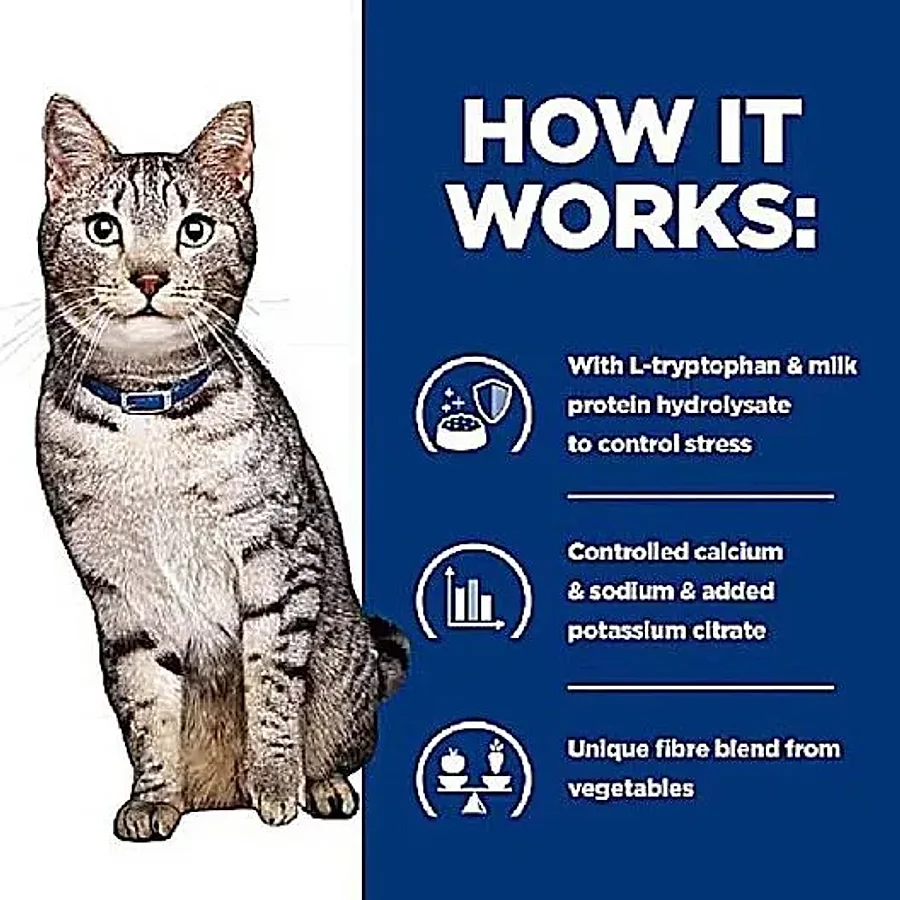 غذای درمانی گربه هیلز مراقبت ادراری، کنترل وزن و کاهش استرس | Hill's Prescription Diet c/d Multicare Stress + Metabolic Cat — جدول تغذیه و مقدار مصرف