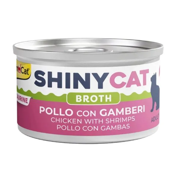 کنسرو مکمل گربه بالغ جیم‌کت شاینی‌کت با مرغ و میگو در ژله | GimCat ShinyCat Adult Chicken with Shrimps in Jelly