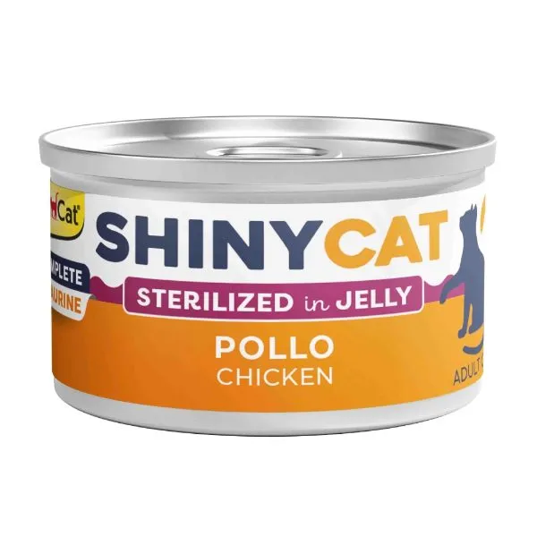 کنسرو مکمل گربه عقیم‌شده جیم‌کت شاینی‌کت استریلایزد با مرغ در ژله | GimCat ShinyCat Adult Sterilised Chicken in Jelly