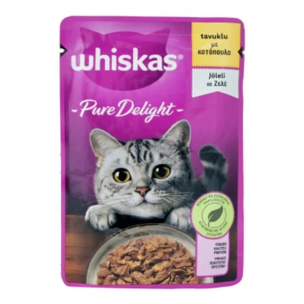 پوچ گربه بالغ ویسکاس پیور دیلایت با طعم مرغ در سس | Whiskas Pure Delight Chicken in Sauce Wet Cat Food