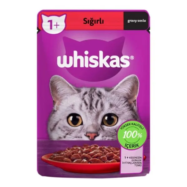 پوچ گربه بالغ ویسکاس با طعم گوشت گاو در ژله | Whiskas Adult with Beef in Jelly Wet Cat Food