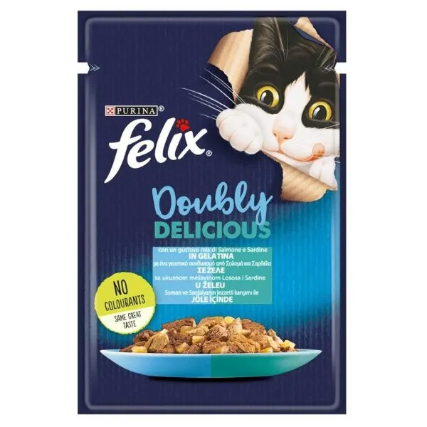 پوچ گربه بالغ فلیکس اَز گود اَز ایت لوکس با سالمون و ساردین در ژله | Felix As Good As It Looks Salmon & Sardine in Jelly