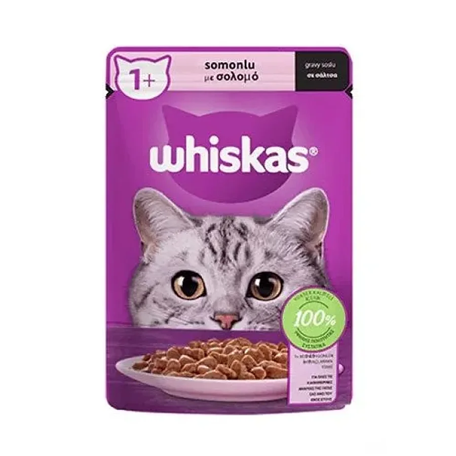 پوچ گربه بالغ ویسکاس با طعم سالمون در ژله | Whiskas Adult Salmon in Jelly Wet Cat Food