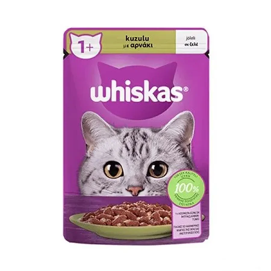 پوچ گربه بالغ ویسکاس با طعم بره در ژله | Whiskas Adult with Lamb in Jelly Wet Cat Food