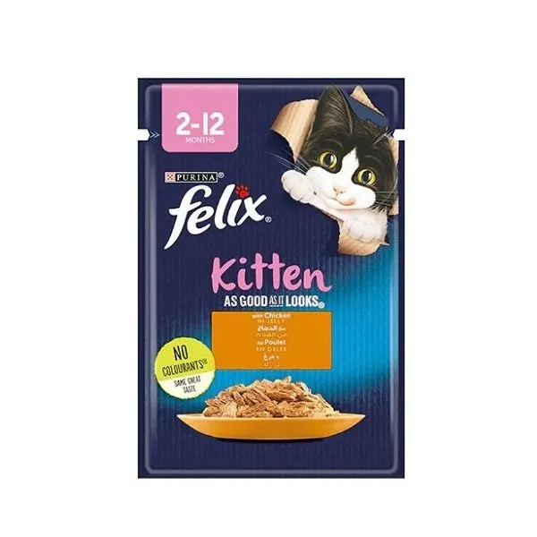 پوچ بچه گربه فلیکس اوریجینال کیتن با مرغ در ژله | Felix Original Kitten Chicken in Jelly