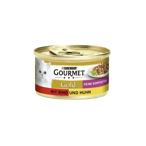 کنسرو گربه بالغ گورمت گلد با طعم گوشت گاو و مرغ در سس | Gourmet Gold Beef & Chicken Cat Food
