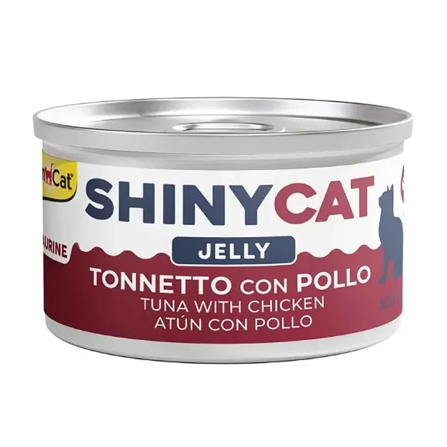 کنسرو مکمل گربه بالغ جیم‌کت شاینی‌کت با تن دریایی و مرغ در ژله | GimCat ShinyCat Chicken with Tuna in Jelly