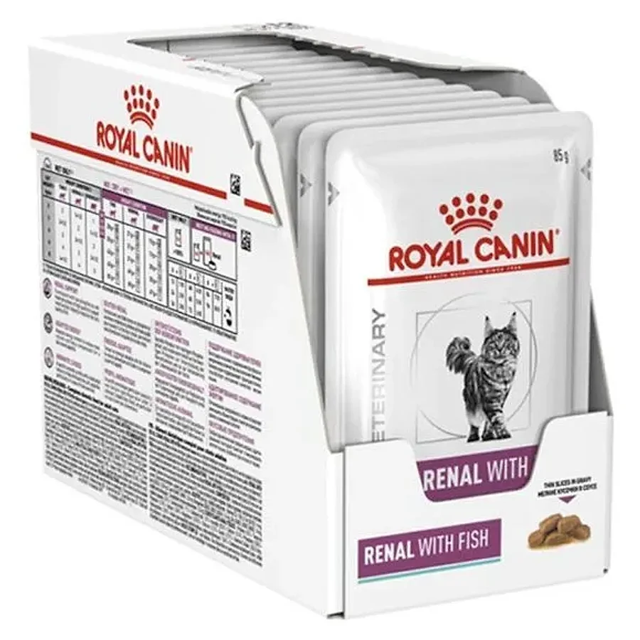 پوچ گربه رویال کنین رنال با طعم ماهی (سالمون) در سس | Royal Canin Renal with Fish Thin Slices in Gravy — نمای دیگر بسته‌بندی