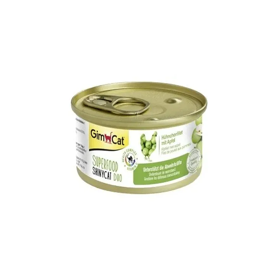 کنسرو مکمل گربه بالغ جیم‌کت شاینی‌کت سوپرفود دوو با مرغ و سیب | GimCat ShinyCat Superfood Duo Chicken with Apple