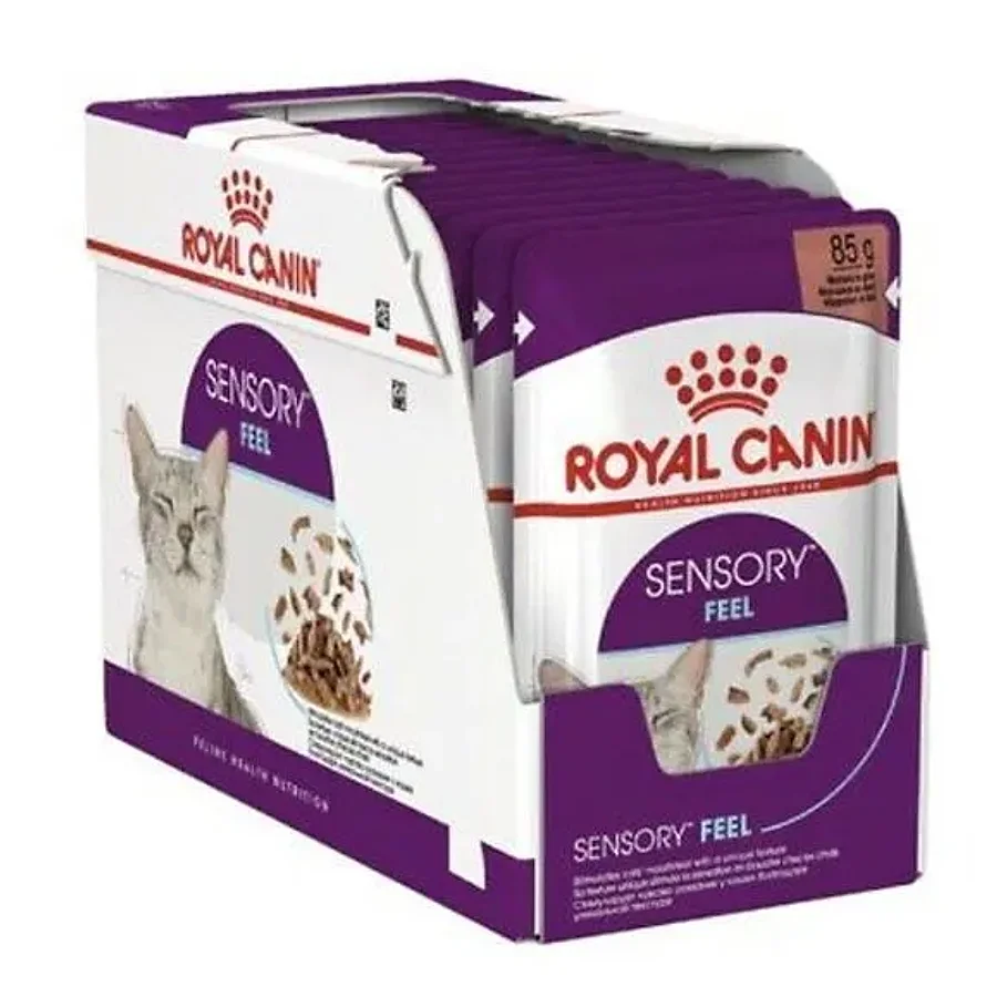 پوچ گربه بالغ رویال کنین سنسوری فیل تکه در سس — تحریک حس لامسه دهانی | Royal Canin Sensory Feel Morsels in Gravy — نمای دیگر بسته‌بندی