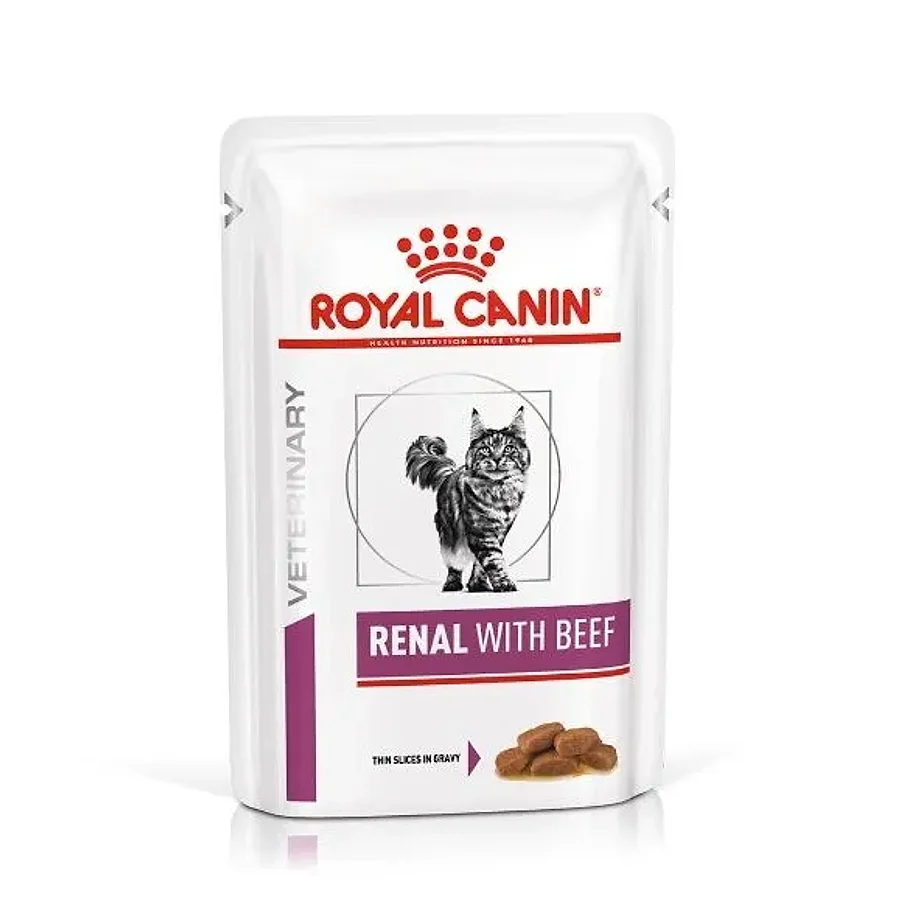 پوچ گربه رویال کنین رنال با طعم گوشت گاو — مراقبت از کلیه | Royal Canin Renal with Beef Thin Slices in Gravy