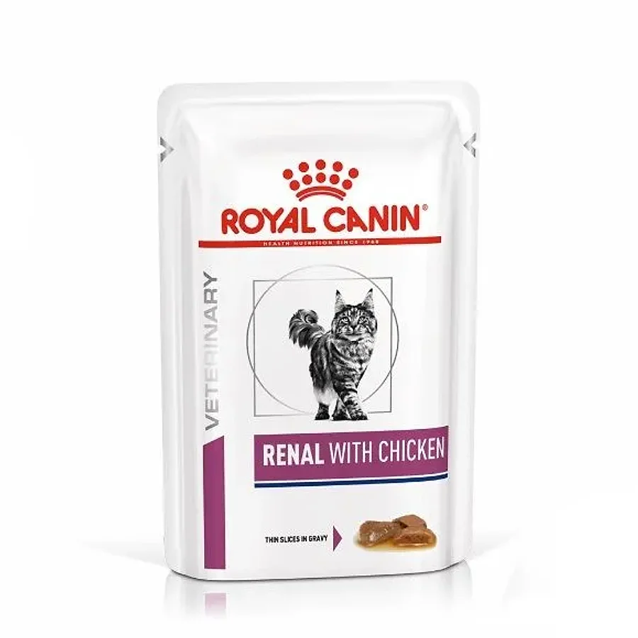 پوچ گربه رویال کنین رنال با طعم مرغ — مراقبت از کلیه | Royal Canin Renal with Chicken Thin Slices in Gravy